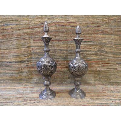 2- Antique 60 to 80 years old Persian engraved vase / Ghalamzani. estimate Value over $25000