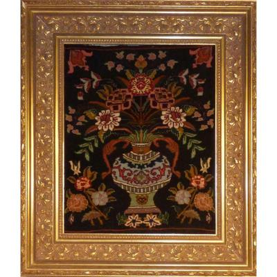 Framed Persian Tabriz rug has been made in the city of Tabriz. Made with 100% natural wool and silk, Value price 1500