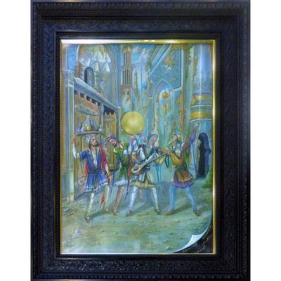 Antique Hand Made Persian Miniature on Leather  100% Handmade. 32" X 42" , Market Value Over $15000