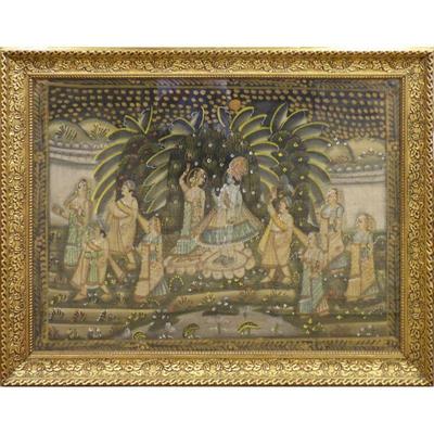 Original Indian Minatory Painting on silk,Â Â 45" x 35" Â , MarketÂ PriceÂ  $1990