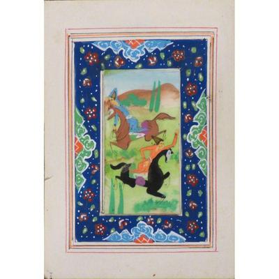 Hand Made Persian Miniature painting on plastic / Paper 7" X 9.5", Market Value $470