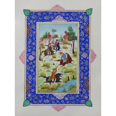 Hand Made Persian Miniature painting on plastic / Paper 7" X 9.5", Market Value $470