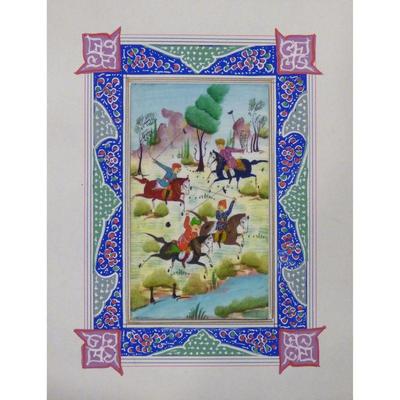  Hand Made Persian Miniature painting on plastic / Paper 7" X 9.5", Market Value $470