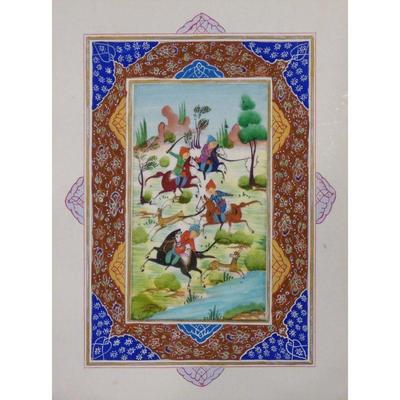 Hand Made Persian Miniature painting on plastic / Paper 7" X 9.5", Market Value $470