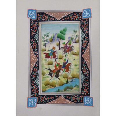 Hand Made Persian Miniature painting on plastic / Paper 7" X 9.5", Market Value $470