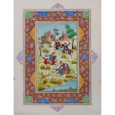 Hand Made Persian Miniature painting on plastic / Paper 7" X 9.5", Market Value $470