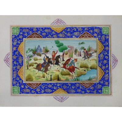 Hand Made Persian Miniature painting on plastic / Paper 7" X 9.5", Market Value $470