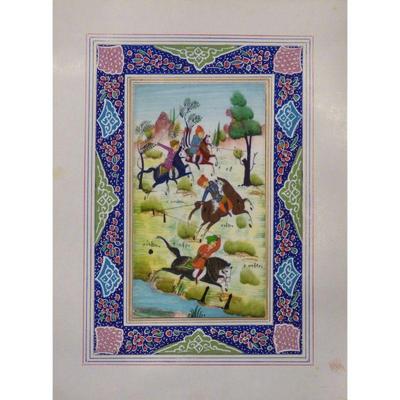 Hand Made Persian Miniature painting on plastic / Paper 7" X 9.5", Market Value $470