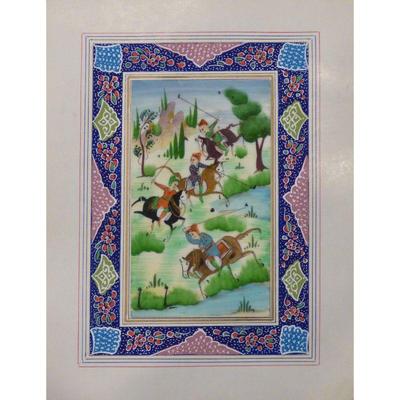 Hand Made Persian Miniature painting on plastic / Paper 7" X 9.5", Market Value $470