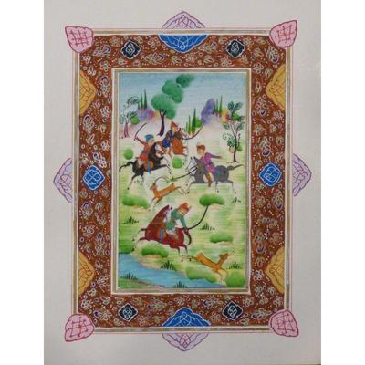 Hand Made Persian Miniature painting on plastic / Paper 7" X 9.5", Market Value $470