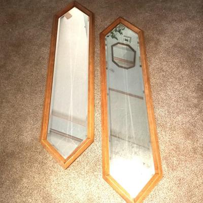 TWO MID MODERN WOOD FRAMED MIRRORS