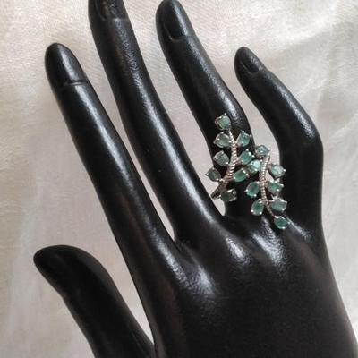 Special Order Emerald Cocktail 925 Ring Size 8