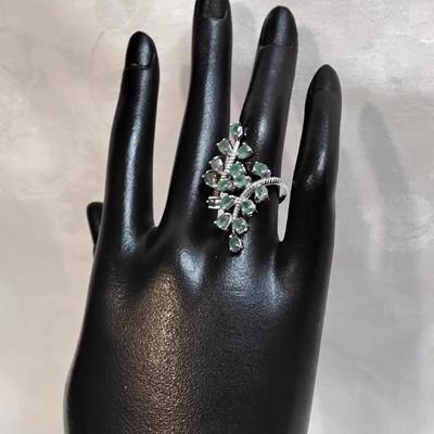 Special Order Emerald Cocktail 925 Ring Size 8
