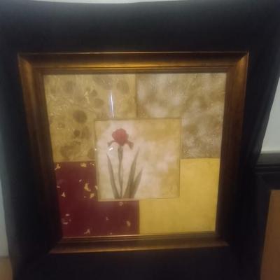 LARGE FRAMED 3D ROSE PHOTO WITH "BELIEVE" SIGN AND PLATE