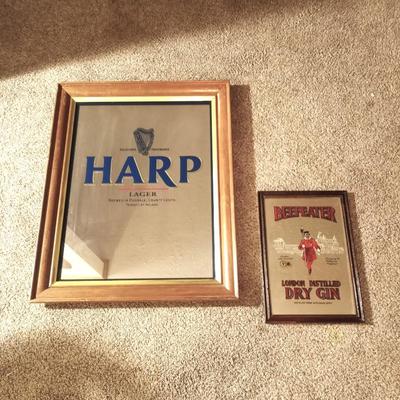 FRAMED HARP LAGUER AND BEEFEATER DRY GIN MIRRORS