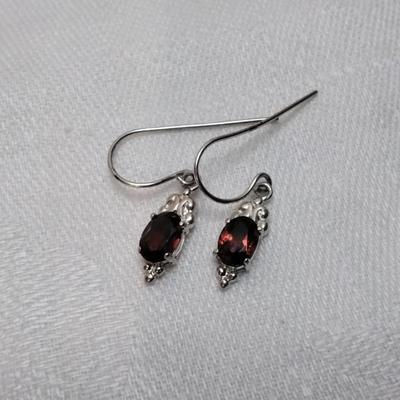 Vintage Garnet 925 Earrings