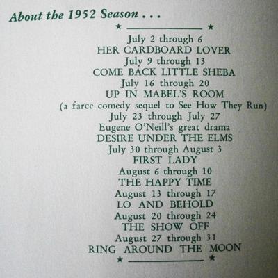 1952 CECILWOOD THEATRE Fishkill NY Summer Stock Program