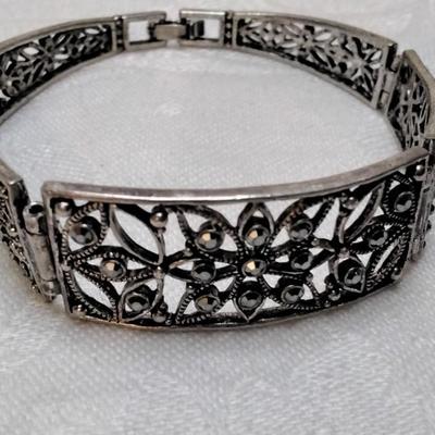 Antique Marcasite 925 7.5" Bracelet