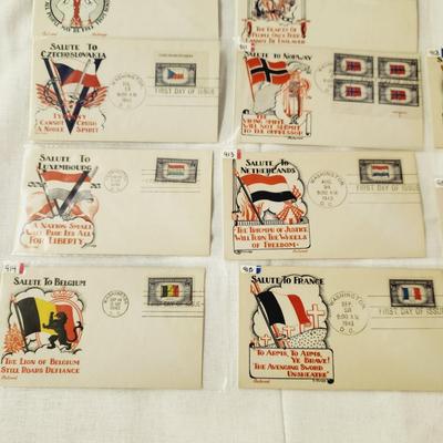 12 - FIRST DAY STAMPS - 1943 SALUTE TO OTHER COUNTRIES