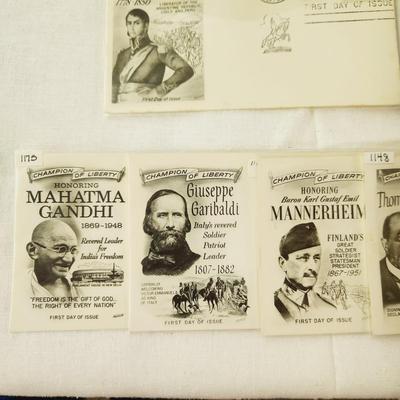 12 - FIRST DAY STAMPS - 50S & 60S CHAMPIONS OF LIBERTY (W/ SET OF DUPLICATES)