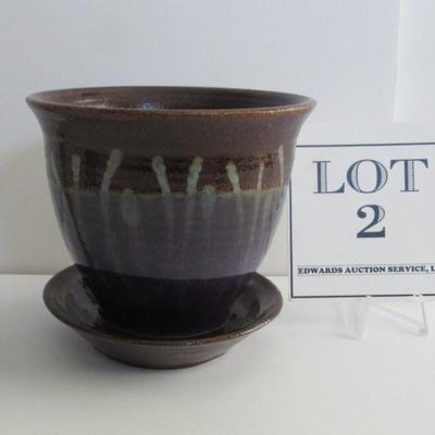 Nice Hand Made Pottery Planter and Liner