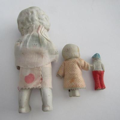3 Old Bisque Small Dolls, Japan