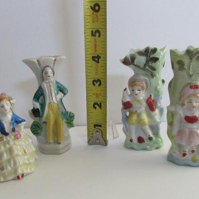 2 Occupied Japan figural Vases and 2 Japan Figural Vases, Small