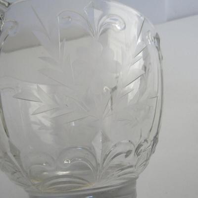 Vintage Pressed and Wheel Cut Glass Ice Bucket