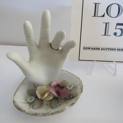 Older Hand Shaped Ring Holder and Girl Figurine