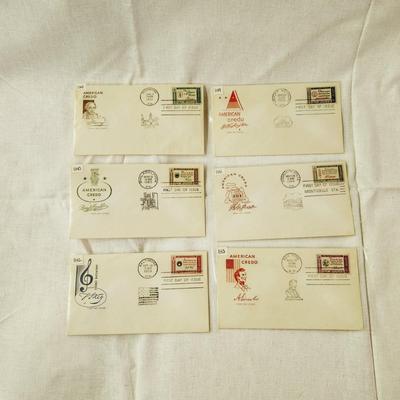 6 - FIRST DAY STAMPS - 1960 & 61 AMERICAN CREDO