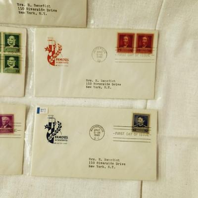 5 - FIRST DAY STAMPS - 1940S FAMOUS SCIENTISTS