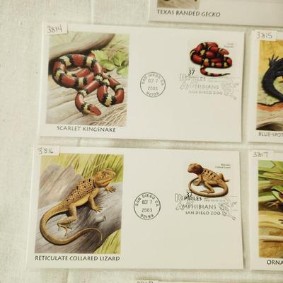 6 - FIRST DAY STAMPS - 2003 REPTILES & AMPHIBIANS OF SAN DIEGO ZOO