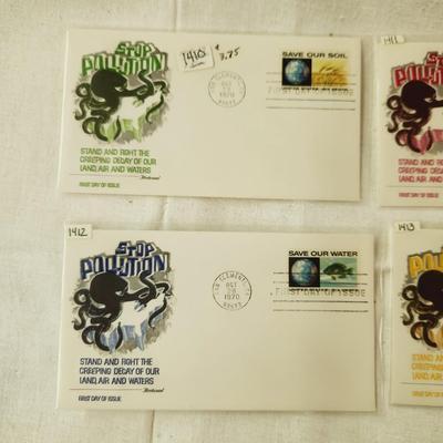 4 - FIRST DAY STAMPS - 1970 STOP POLLUTION