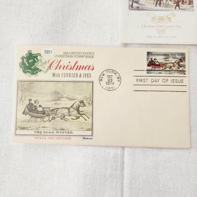 6 - FIRST DAY STAMPS -  1974 & 1976 CHRISTMAS CURRIER & IVES