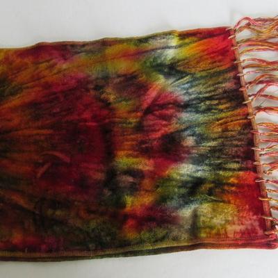 Old Fur Collar and Antique Tie Dye Dresser Scarf