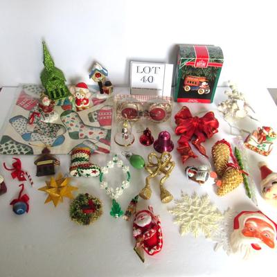 Large Lot of Misc Christmas Ornaments and Decor, Some Mid Century