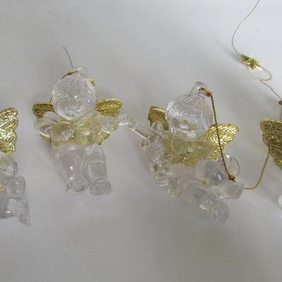 Lot of Older Plastic Angel Christmas Ornaments