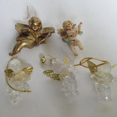 Lot of Older Plastic Angel Christmas Ornaments