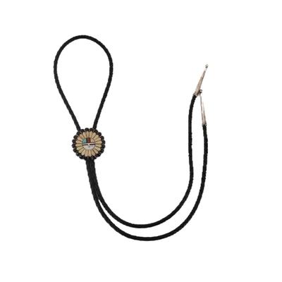 SIGNED Native American Zuni Sun Face Bolo Tie