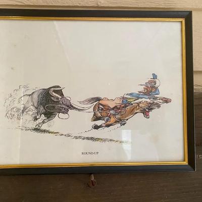 Cowboy Drawing and Rustic Hangers