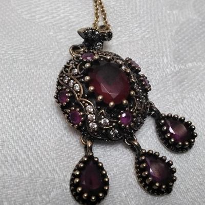 Antique Ruby and Diamond 20" Gold Vermeil Necklace
