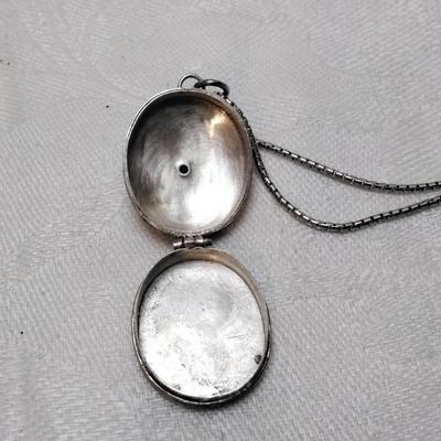 Antique Garnet 925 Pill Box 17" Necklace