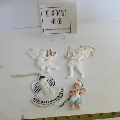 Lot of 4 Porcelain Angel Christmas Ornaments