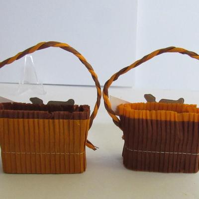Vintage Thanksgiving Crepe Paper Nut Cups and Unmarked German Putz Cow Wire Horns