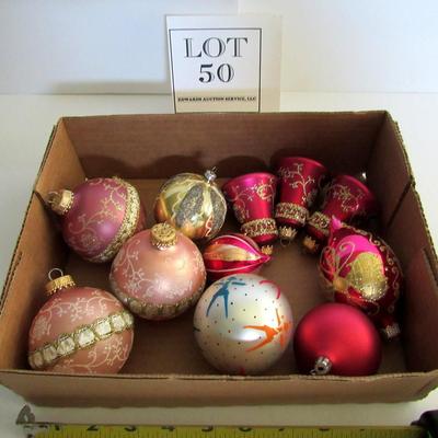 Lot of Older Nice Glass Christmas Ornaments, Krebs Balls and Bells, More