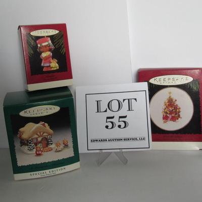3 Older Hallmark Christmas Ornaments, MIB