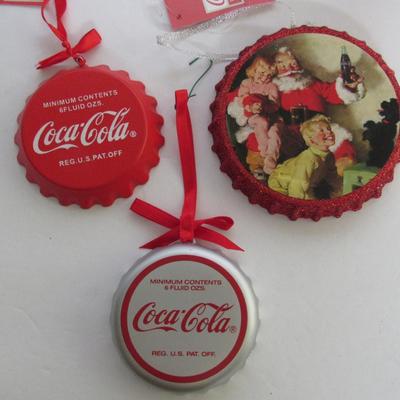 Lot of Older Coca Cola Christmas Ornaments