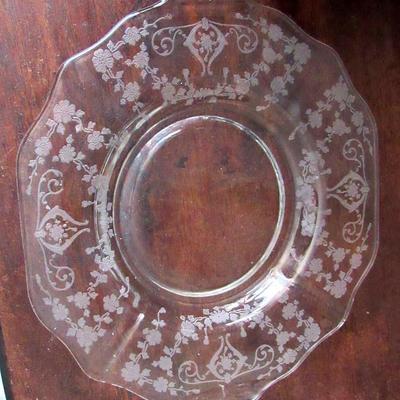 Misc Glassware: Cut Glass Creamer, Cambridge Diane Plate, More