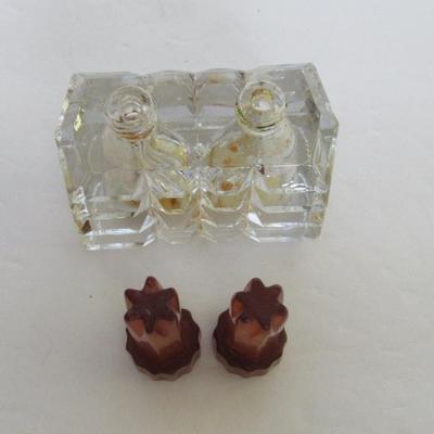 Art Deco Glass Double Perfume Bottle and Vintage Avon Perfume With Bird Spray Finial