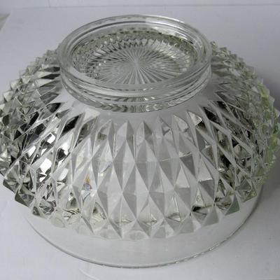 Vintage Indiana Glass Diamond Point Large Heavy Glass Serving Bowl